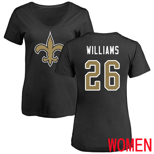 New Orleans Saints Black Women P J Williams Name and Number Logo Slim Fit NFL Football 26 T Shirt